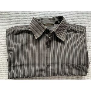 JOSEPH ABBOUD MEN'S STRIP BUTTON DOWN‎ DRESS SHIRT XL Grey